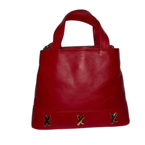 Paloma Picasso Vintage Red Leather Crossbody Bag Top Handle Bag Made in Italy - Picture 4 of 16